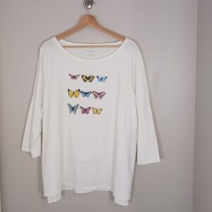 Talbots Cotton Butterfly Crewneck Women's Top Size 3X